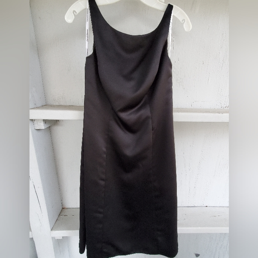 David's Bridal black bridesmaid dress style 81591BL, size 6